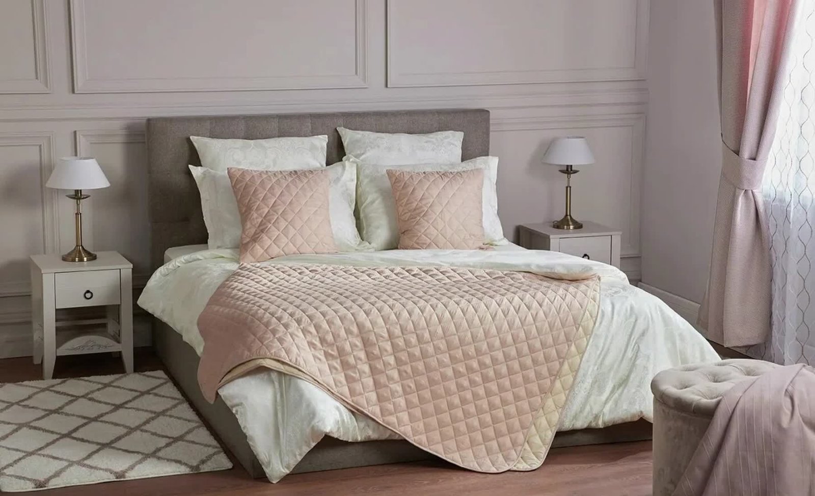 Premium bedroom styled with curtains and soft furnishings
