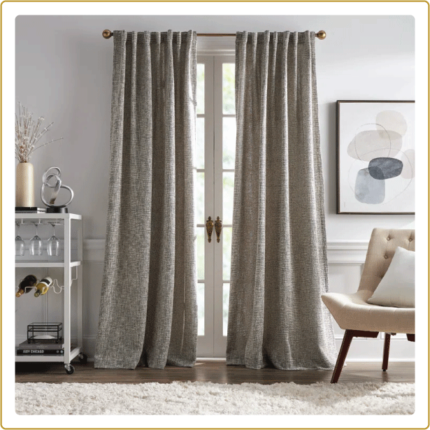 Curtain material or installed interior