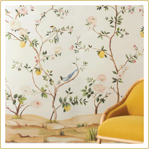 Wallpaper material or installed interior