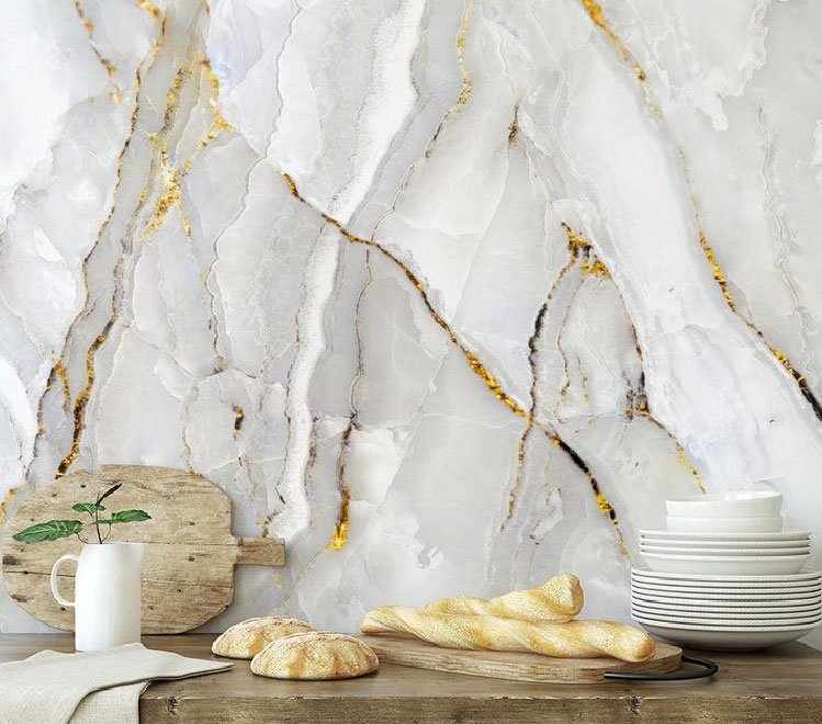 Wallpaper material or installed interior